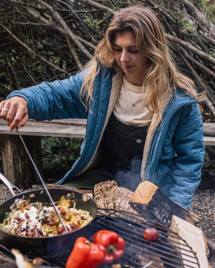 Passenger Clothing Earthy Recycled Sherpa Lined Insulated Jacket Washed Blue Women Jackets
