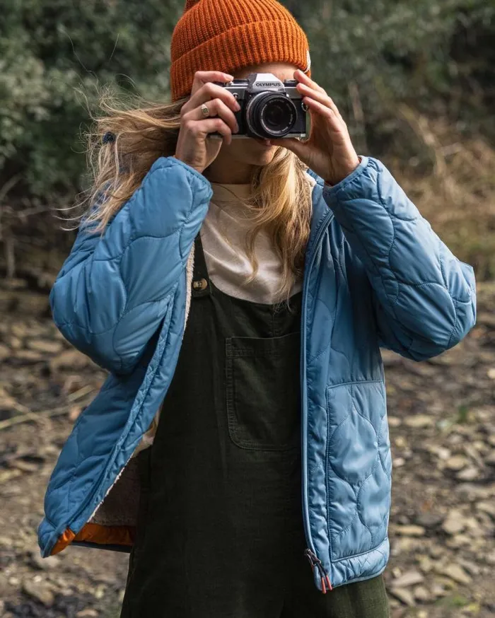 Passenger Clothing Earthy Recycled Sherpa Lined Insulated Jacket Washed Blue Women Jackets