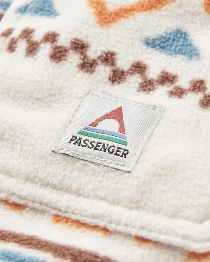 Passenger Clothing East Recycled Polar Fleece Shirt Homespun Stripe Sunrise Orange Women Shirts