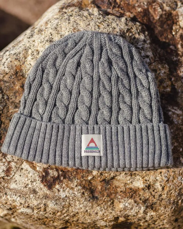 Passenger Clothing Fireside Recycled Cable Knit Beanie Grey Marl WomenMen Beanies