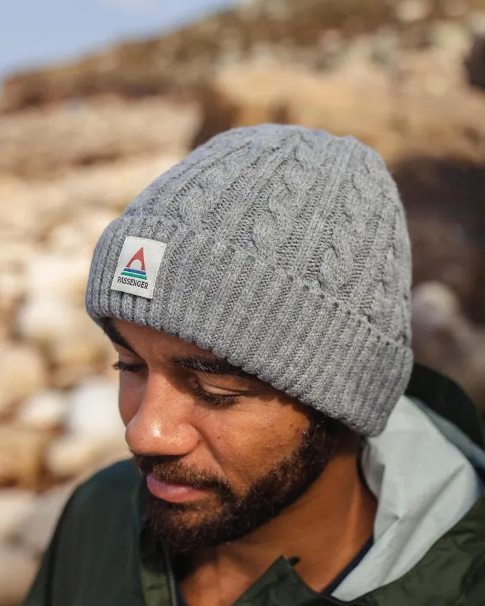 Passenger Clothing Fireside Recycled Cable Knit Beanie Grey Marl WomenMen Beanies
