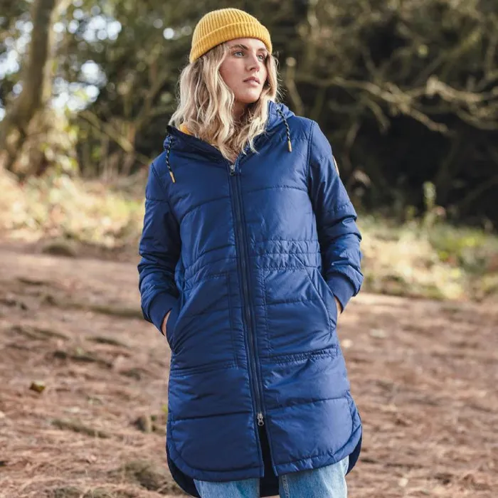 Passenger Clothing Flora Long Recycled Insulated Jacket Rich Navy Women Jackets