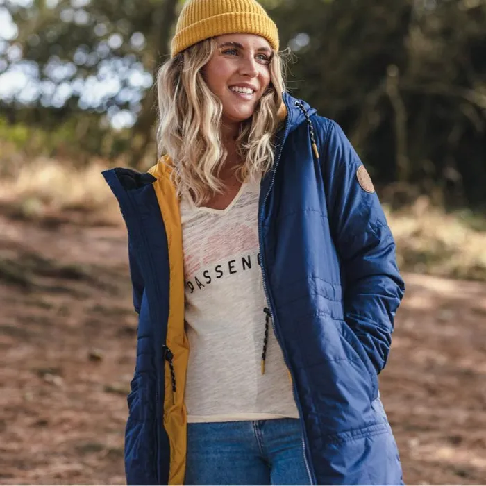 Passenger Clothing Flora Long Recycled Insulated Jacket Rich Navy Women Jackets