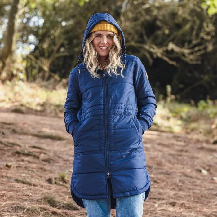 Passenger Clothing Flora Long Recycled Insulated Jacket Rich Navy Women Jackets