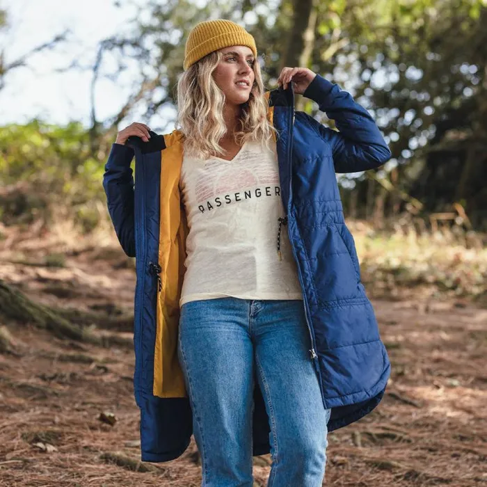 Passenger Clothing Flora Long Recycled Insulated Jacket Rich Navy Women Jackets