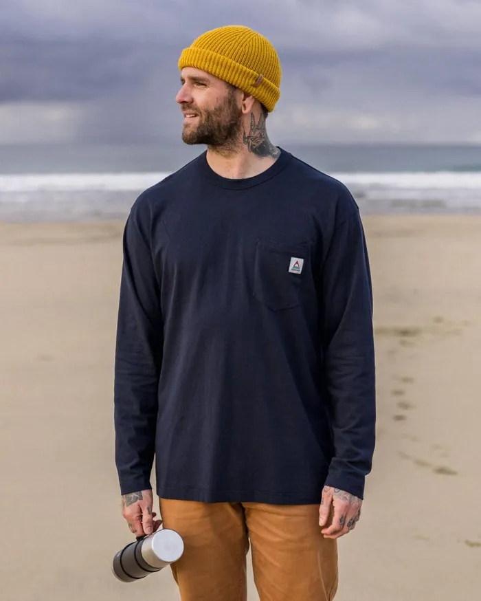 Passenger Clothing Heritage Recycled Cotton LS TShirt Deep Navy Men TShirts and Vests