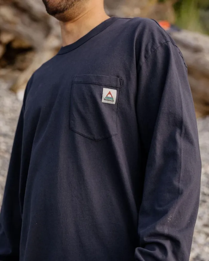 Passenger Clothing Heritage Recycled Cotton LS TShirt Deep Navy Men TShirts and Vests
