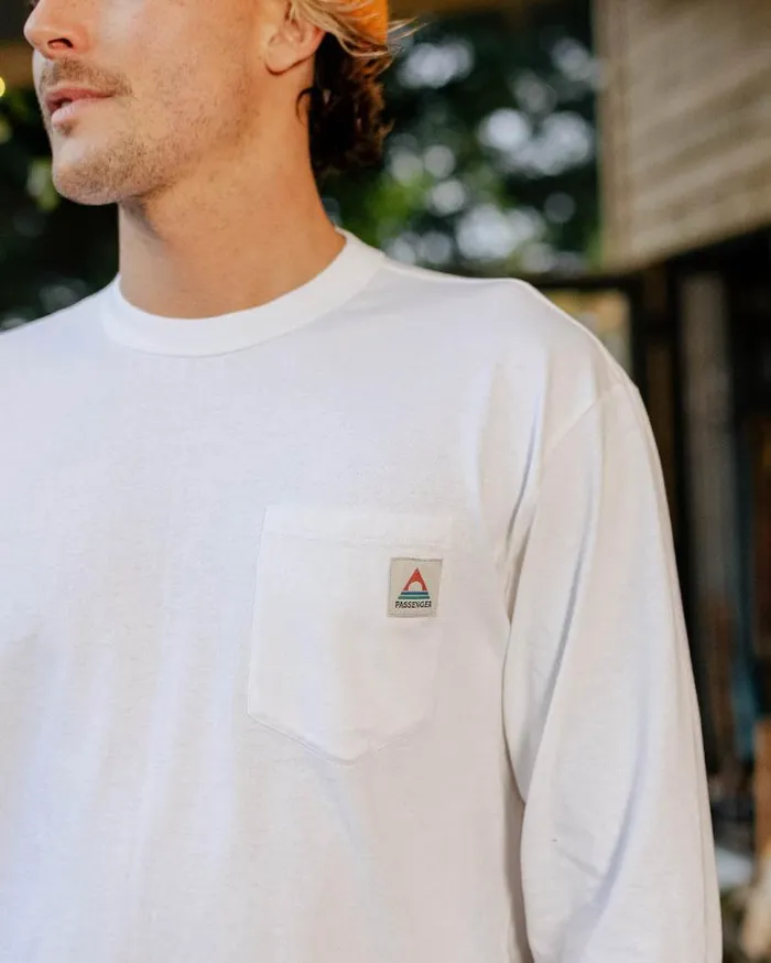 Passenger Clothing Heritage Recycled Cotton LS TShirt White Men TShirts and Vests