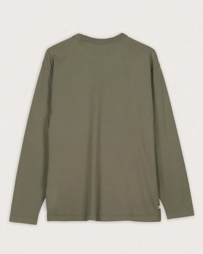 Passenger Clothing Heritage Recycled Relaxed Fit LS TShirt Dusty Olive Men TShirts and Vests