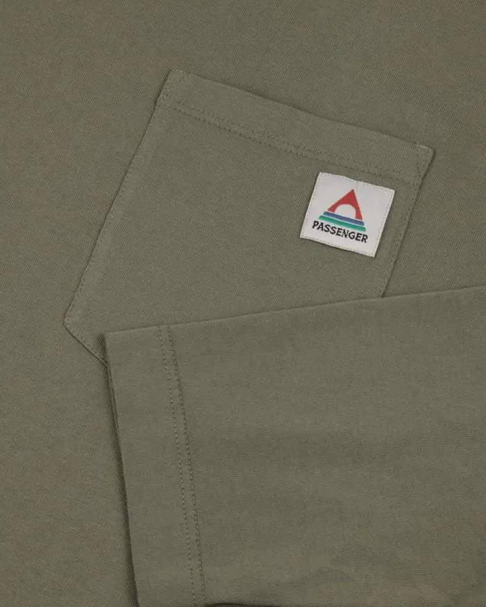 Passenger Clothing Heritage Recycled Relaxed Fit LS TShirt Dusty Olive Men TShirts and Vests