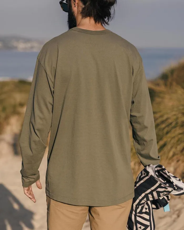 Passenger Clothing Heritage Recycled Relaxed Fit LS TShirt Dusty Olive Men TShirts and Vests