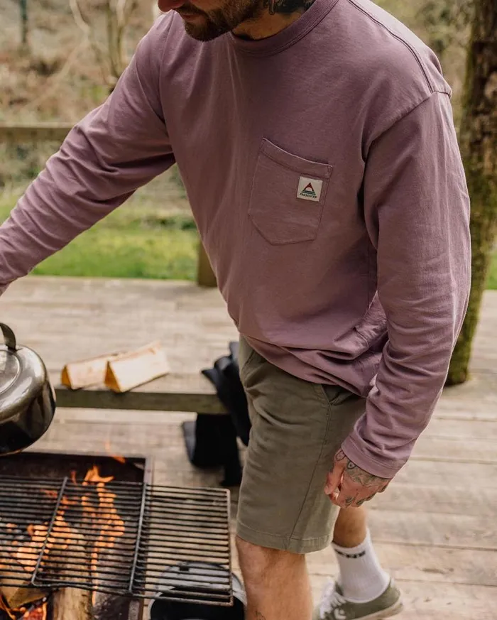 Passenger Clothing Heritage Recycled Relaxed Fit LS TShirt Grape Men TShirts and Vests