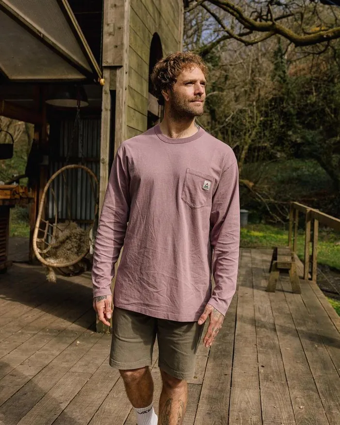 Passenger Clothing Heritage Recycled Relaxed Fit LS TShirt Grape Men TShirts and Vests