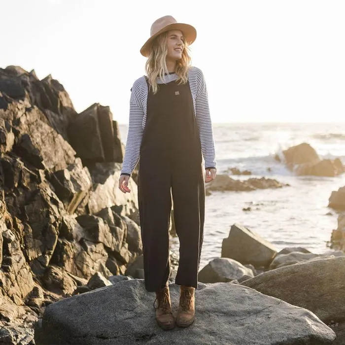 Passenger Clothing Lazy Day Dungarees Charcoal woven Women Dungarees and Trousers