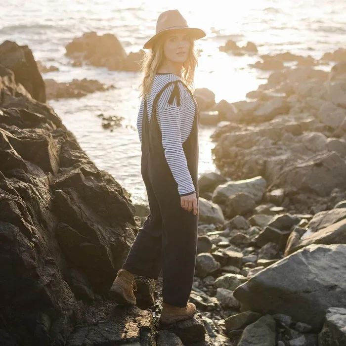Passenger Clothing Lazy Day Dungarees Charcoal woven Women Dungarees and Trousers
