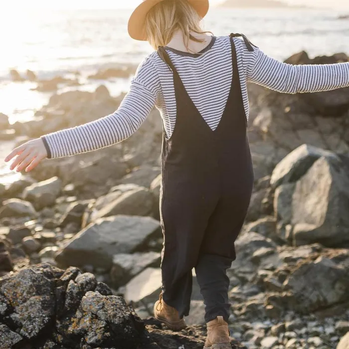 Passenger Clothing Lazy Day Dungarees Charcoal woven Women Dungarees and Trousers