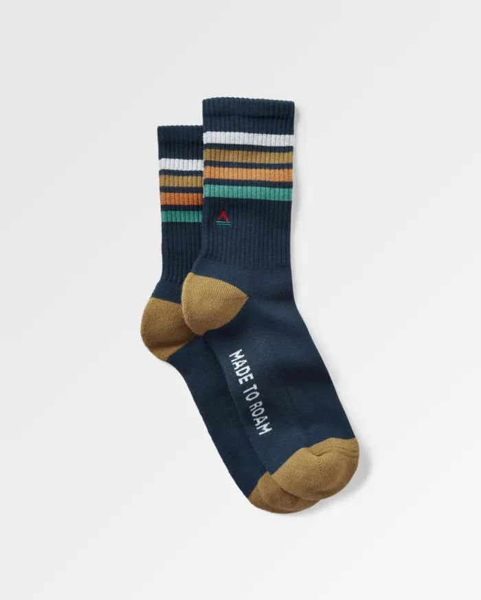 Passenger Clothing Organic Midweight Crew Socks Navy Men Socks