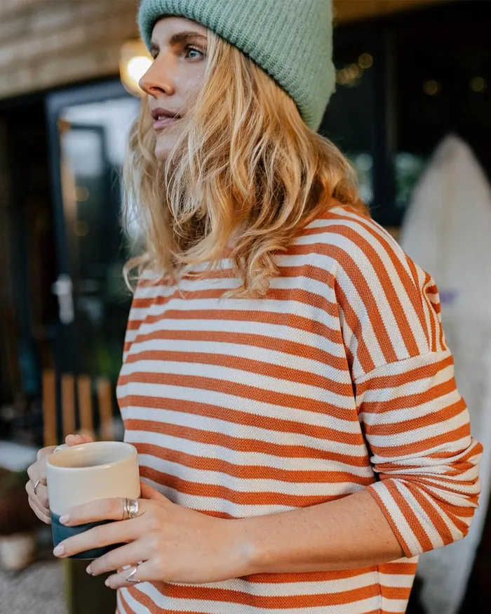 Passenger Clothing Panorama Striped LS TShirt Glazed Ginger Women Tops and TShirts