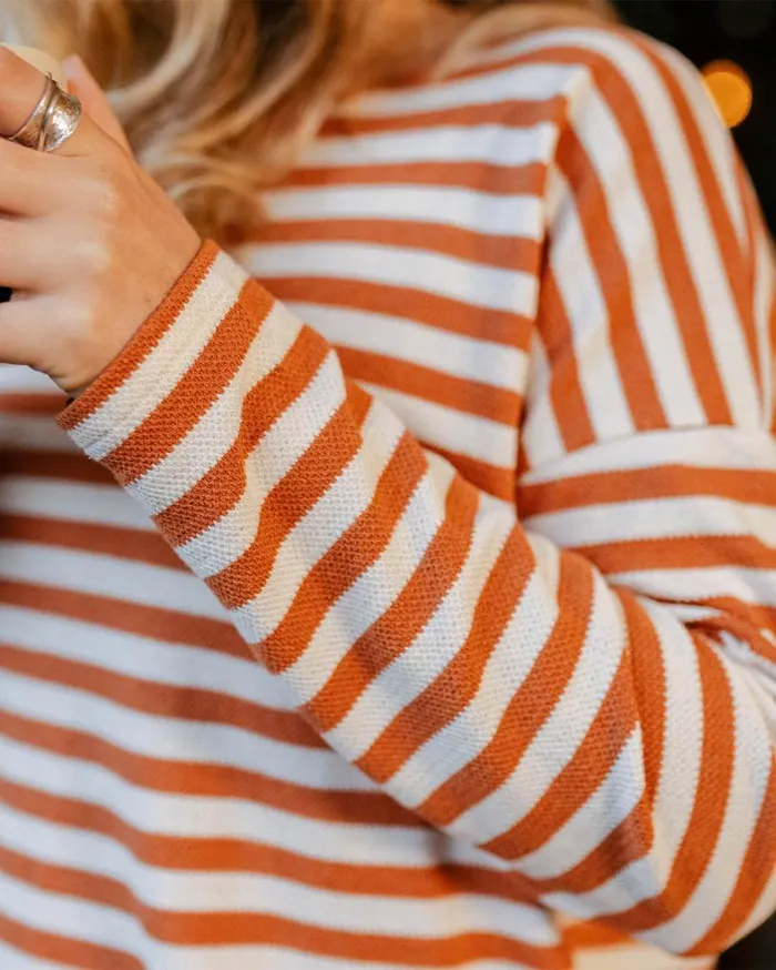 Passenger Clothing Panorama Striped LS TShirt Glazed Ginger Women Tops and TShirts
