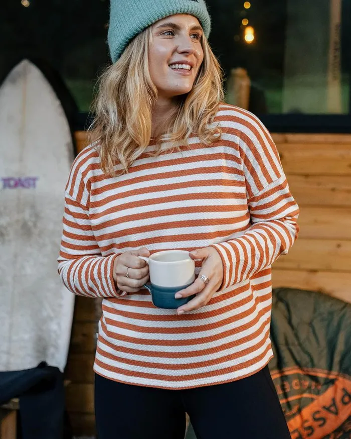Passenger Clothing Panorama Striped LS TShirt Glazed Ginger Women Tops and TShirts
