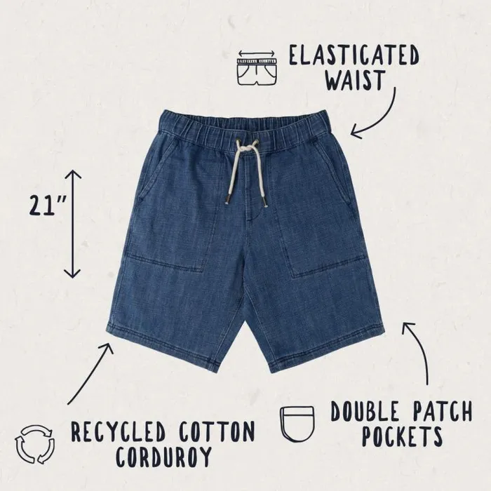 Passenger Clothing Pine Recycled Cotton Cord Shorts Washed Denim Men Shorts