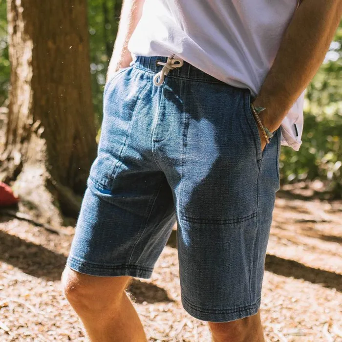 Passenger Clothing Pine Recycled Cotton Cord Shorts Washed Denim Men Shorts