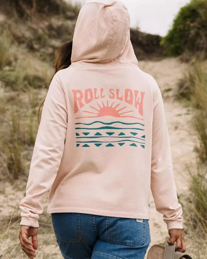 Passenger Clothing Rolling Slow Recycled Cotton Hoodie Peachy Pink Women Hoodies and Sweatshirts Passenger Clothing Rolling Slow Recycled Cotton Hoodie Peachy Pink Women Hoodies and Sweatshirts