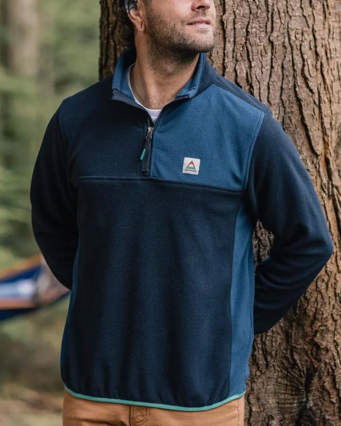 Passenger Clothing Root Recycled Polar 14 Zip Fleece Deep Navy Men Fleece