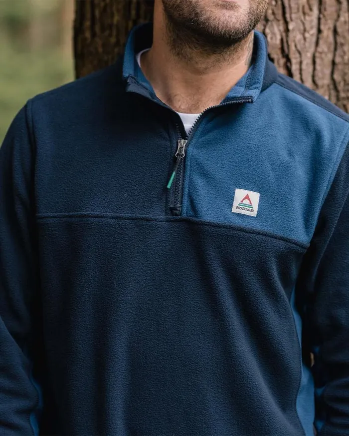 Passenger Clothing Root Recycled Polar 14 Zip Fleece Deep Navy Men Fleece