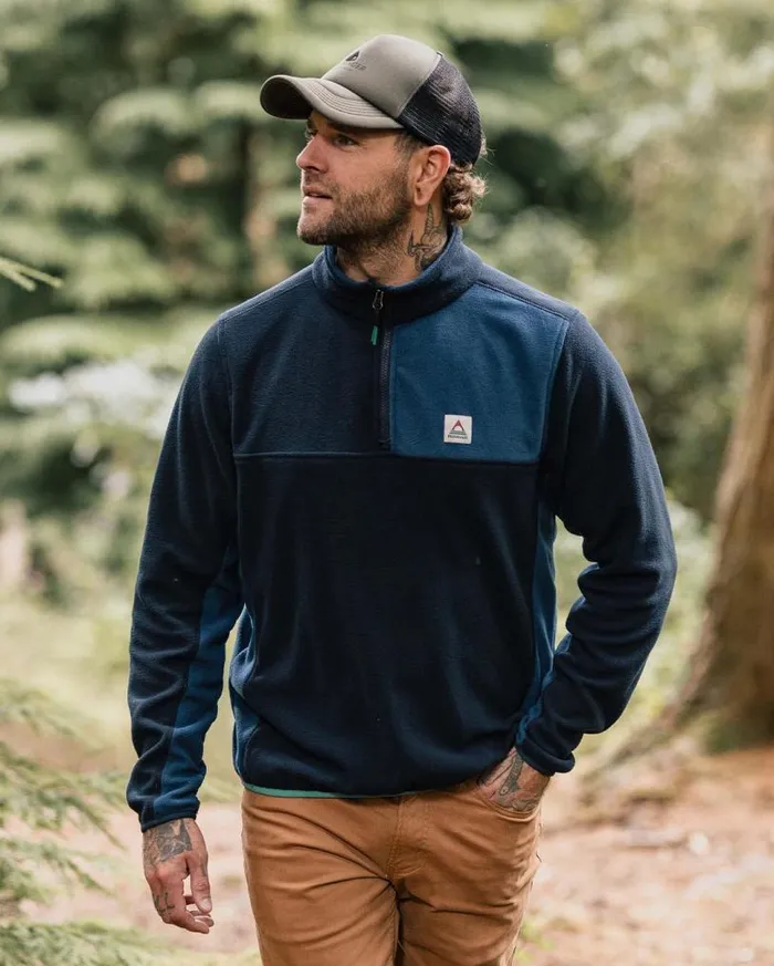 Passenger Clothing Root Recycled Polar 14 Zip Fleece Deep Navy Men Fleece