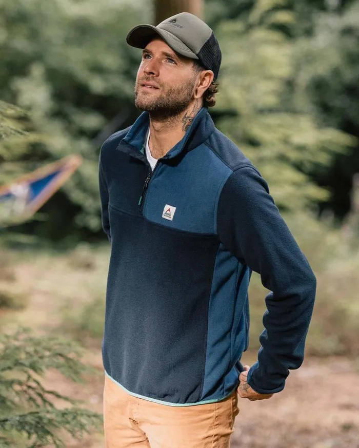 Passenger Clothing Root Recycled Polar 14 Zip Fleece Deep Navy Men Fleece