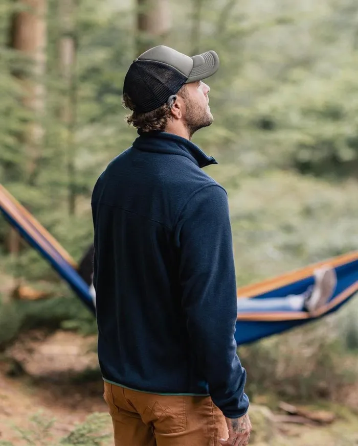 Passenger Clothing Root Recycled Polar 14 Zip Fleece Deep Navy Men Fleece