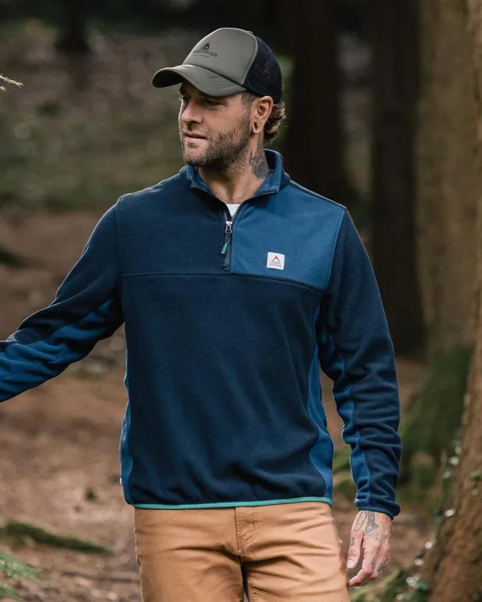 Passenger Clothing Root Recycled Polar 14 Zip Fleece Deep Navy Men Fleece