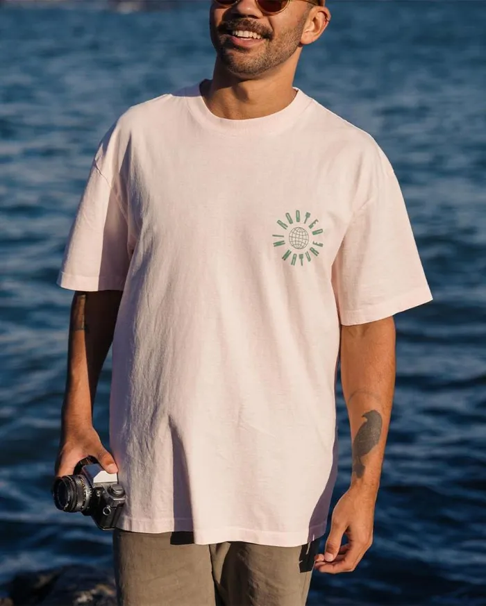 Passenger Clothing Rooted Recycled Relaxed Fit TShirt Barely Pink Men TShirts and Vests