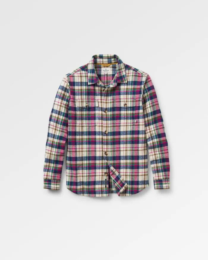 Passenger Clothing Rustic Organic Cotton Heavyweight Overshirt Off White Check Men Shirts