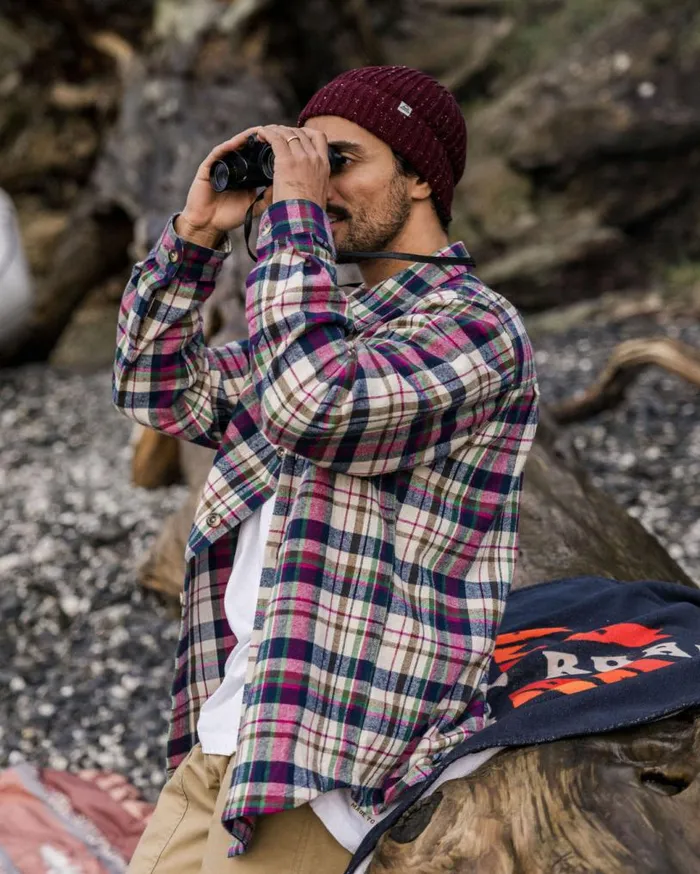 Passenger Clothing Rustic Organic Cotton Heavyweight Overshirt Off White Check Men Shirts