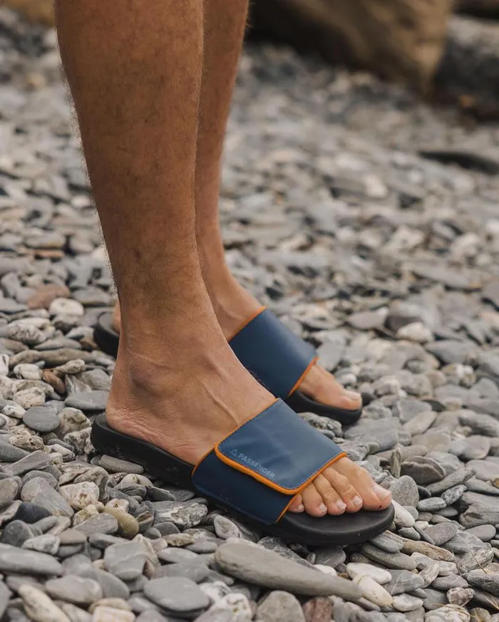 Passenger Clothing Vancity Slider Dark Denim Men Flip Flops and Sandals