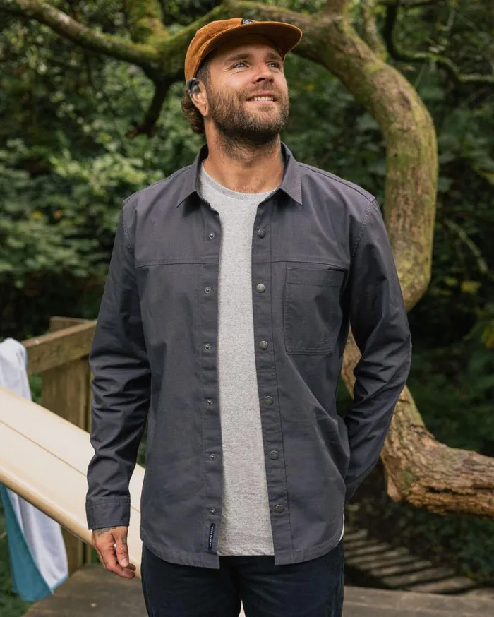 Passenger Clothing Way Organic Cotton Ripstop Shirt Charcoal Men Shirts