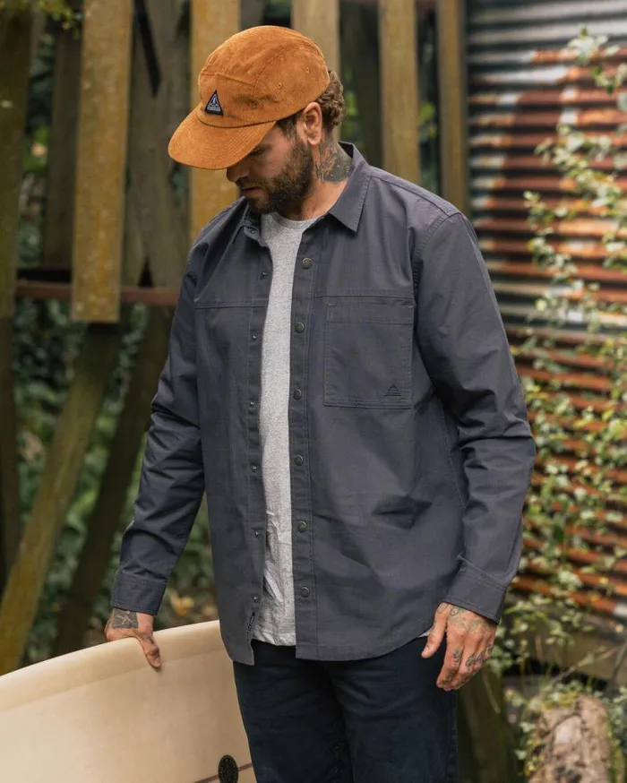 Passenger Clothing Way Organic Cotton Ripstop Shirt Charcoal Men Shirts