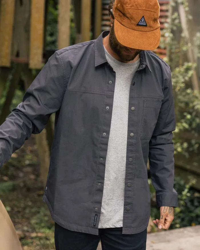 Passenger Clothing Way Organic Cotton Ripstop Shirt Charcoal Men Shirts