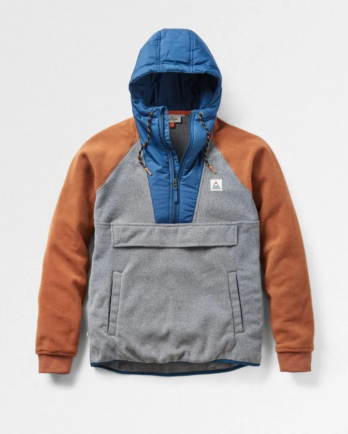 Passenger Clothing Woodland Hooded 12 Zip Polar Fleece Grey Marl Men Fleece
