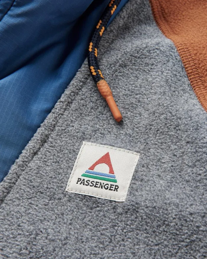 Passenger Clothing Woodland Hooded 12 Zip Polar Fleece Grey Marl Men Fleece