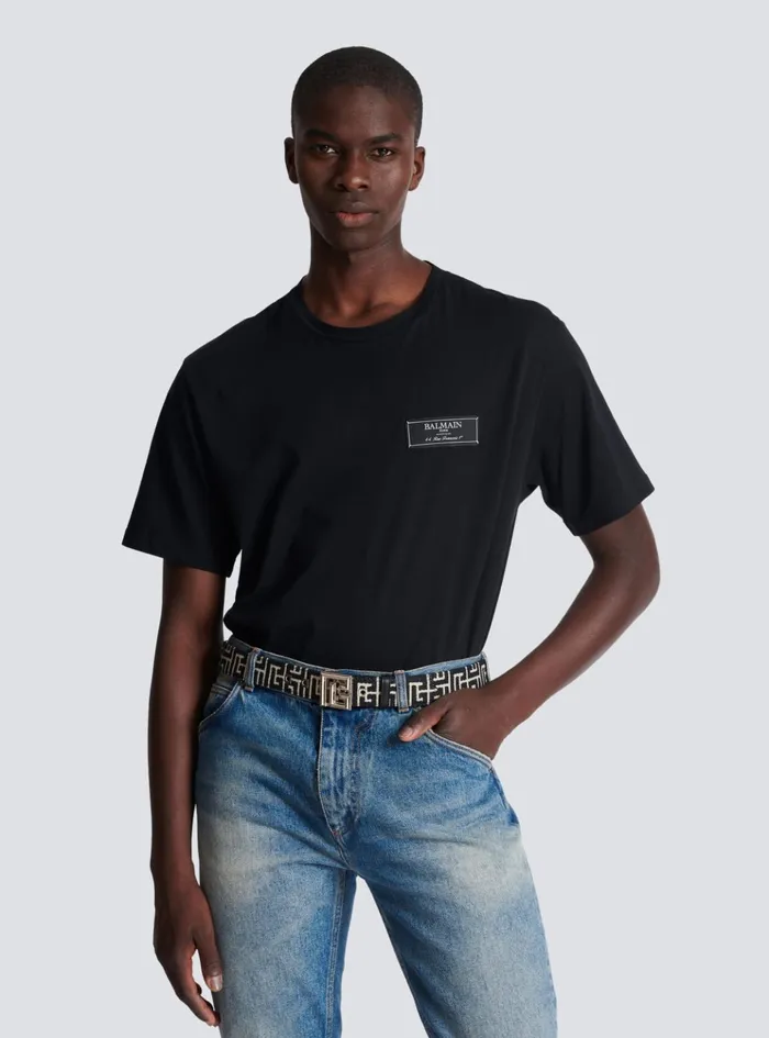 PB Belt In Monogrammed Jacquard Black Men Balmain Belts