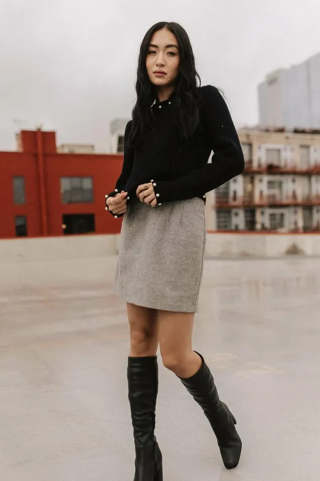 Pearl Embellished Sweater In Black Black Women Bohme Tops