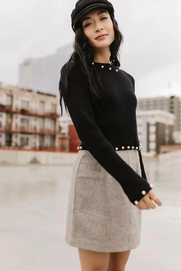 Pearl Embellished Sweater In Black Black Women Bohme Tops