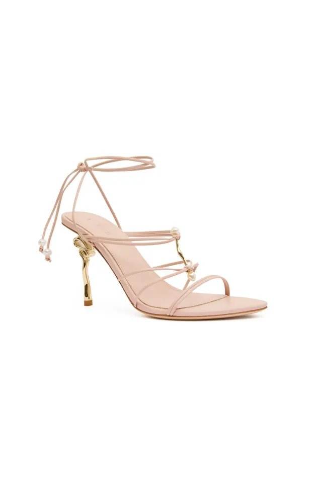 Perenna Pearl Bar Strappy Heel Blush Pink Women Aje Shoes