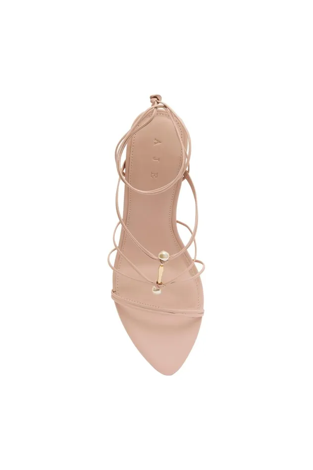 Perenna Pearl Bar Strappy Heel Blush Pink Women Aje Shoes