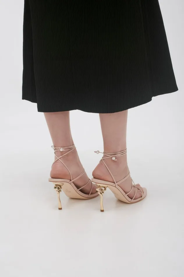 Perenna Pearl Bar Strappy Heel Blush Pink Women Aje Shoes