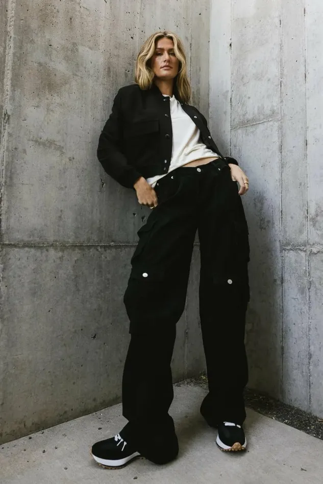 Phoebe Cargo Jeans In Black Black Women Bohme Denim