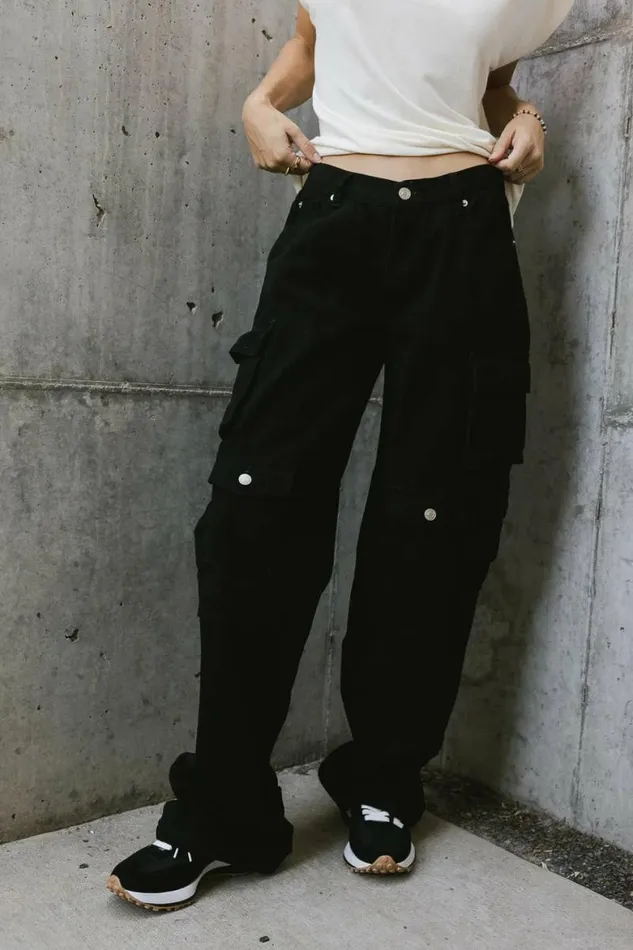 Phoebe Cargo Jeans In Black Black Women Bohme Denim